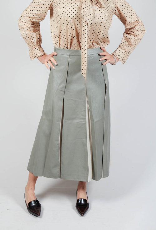 Faux Leather Georgette Skirt in Green