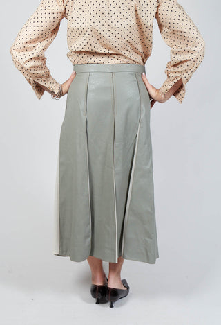 Faux Leather Georgette Skirt in Green