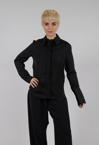 Long Fitted Shirt in Shiny Black