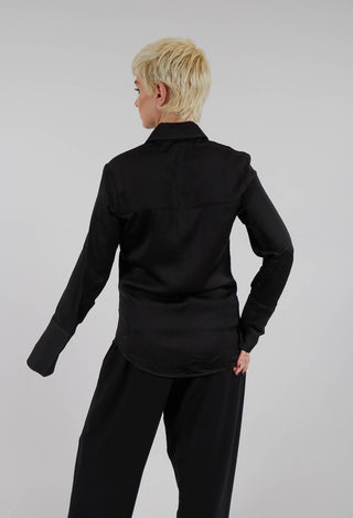 Long Fitted Shirt in Shiny Black