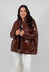 Short A Line Jacket with Hood in Glossy Mahony