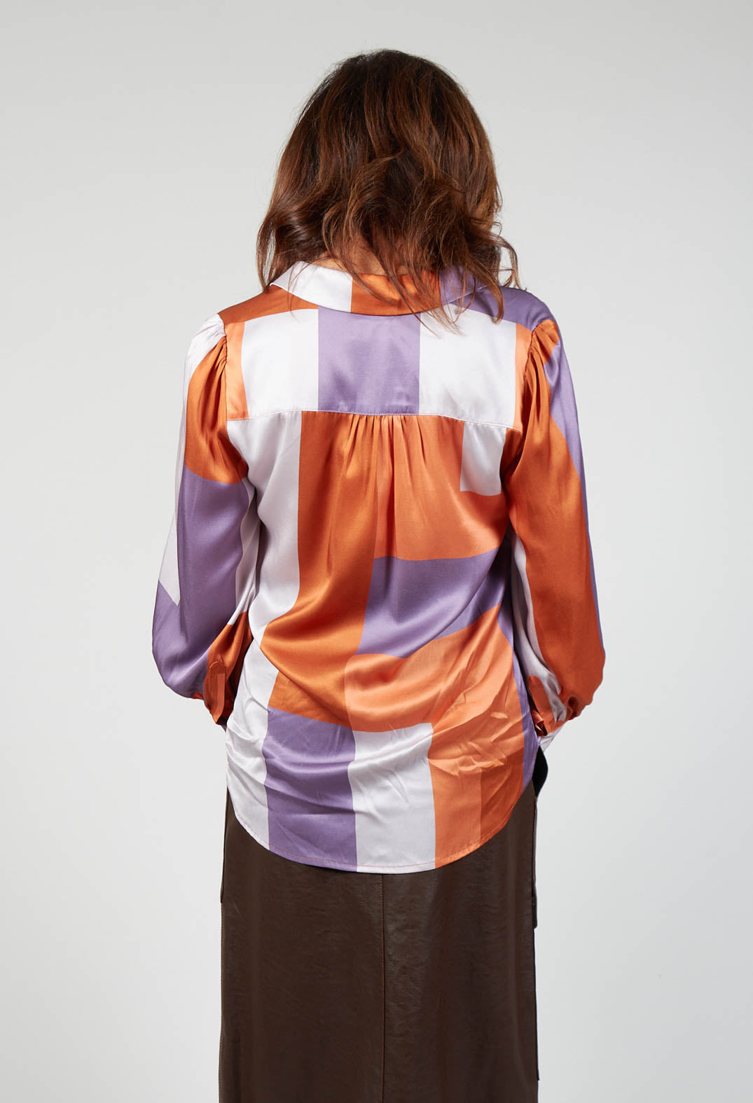 Cadence Shirt with Volume Sleeves in Linear Ultra Violet
