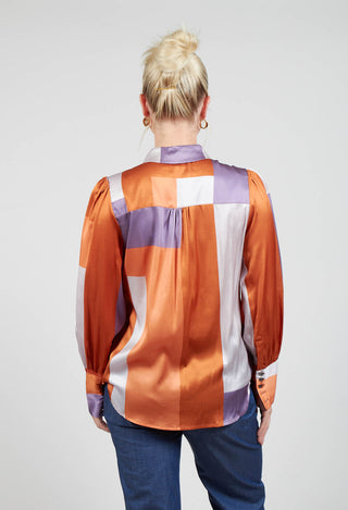 Cadence Shirt with Volume Sleeves in Linear Ultra Violet