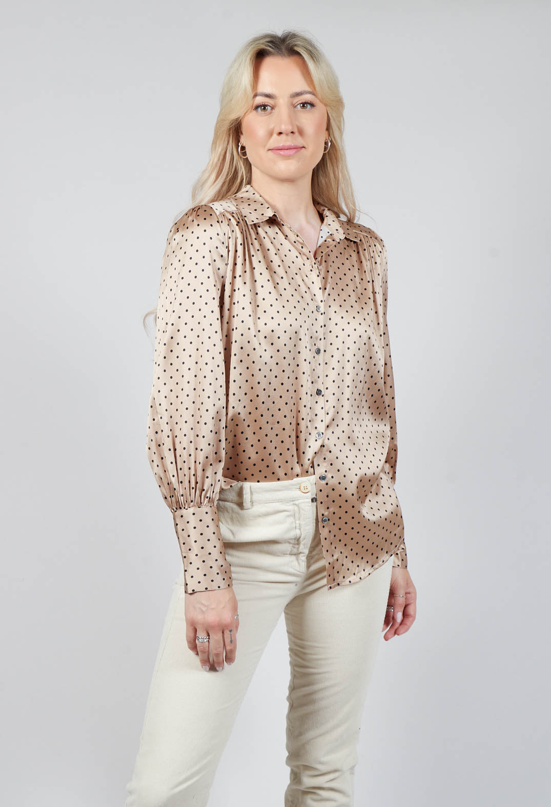 Cadence Shirt with Volume Sleeves in Dot