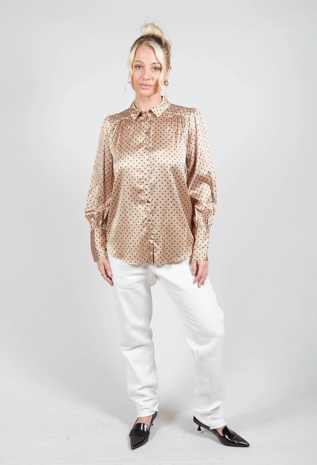 Cadence Shirt with Volume Sleeves in Dot