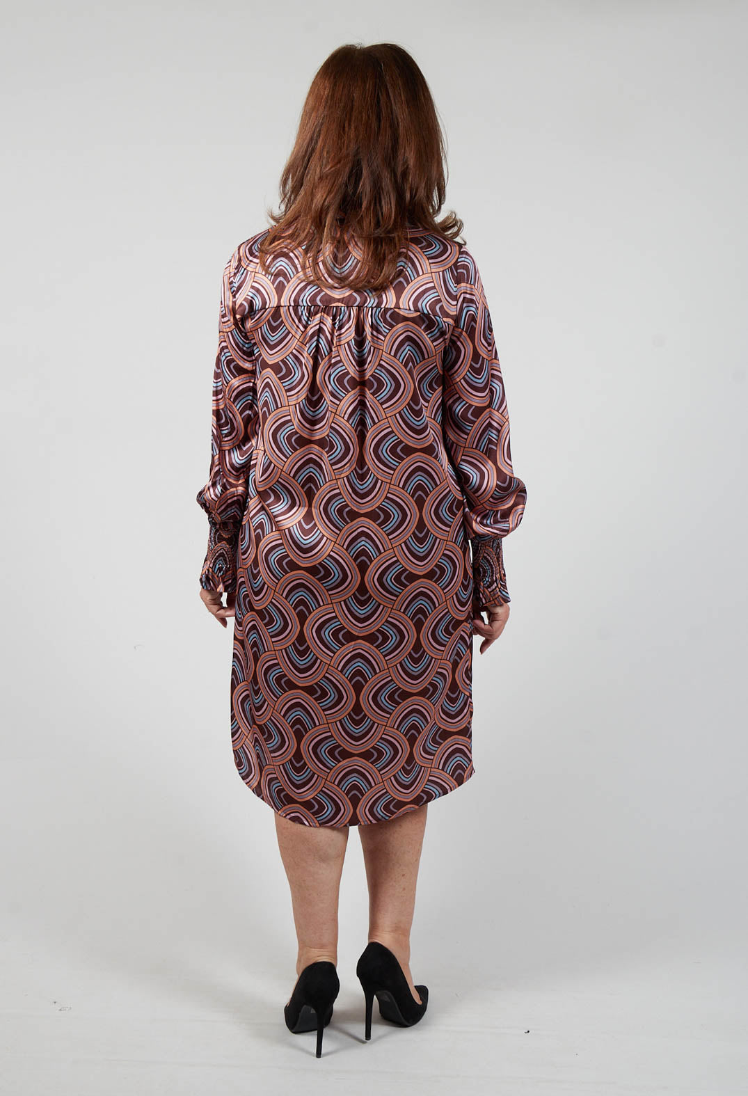 Millia Dress with Smocking Details in Elipse Peachy