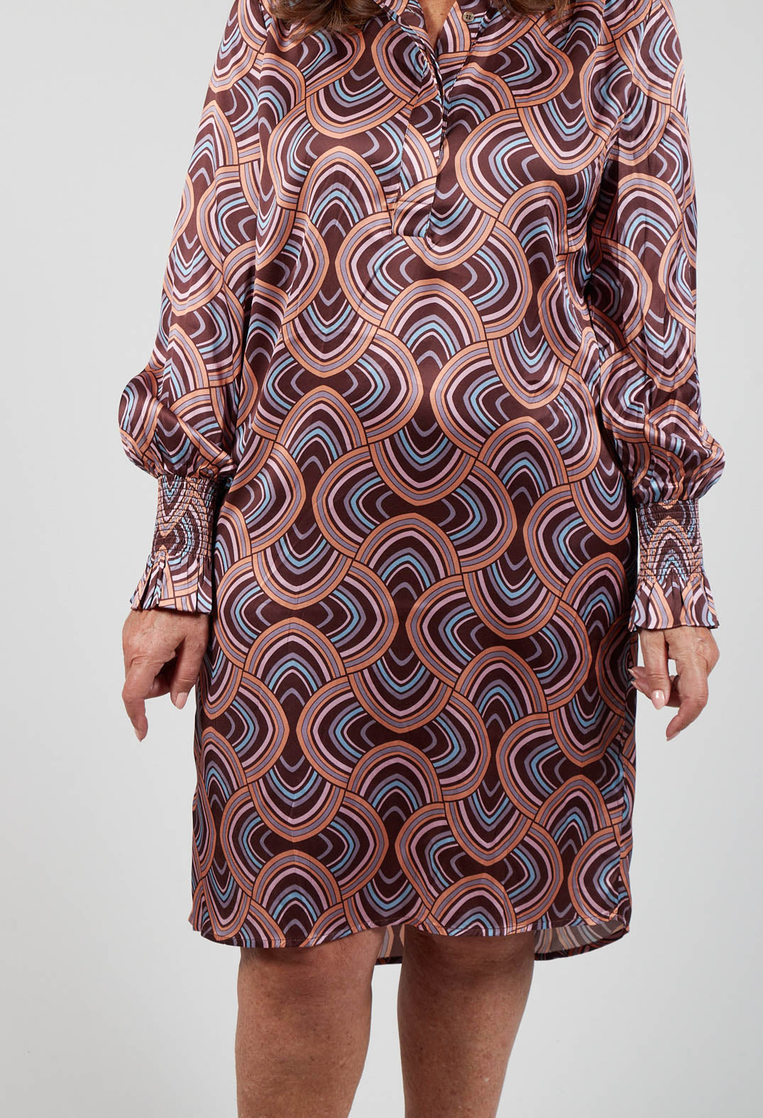 Millia Dress with Smocking Details in Elipse Peachy