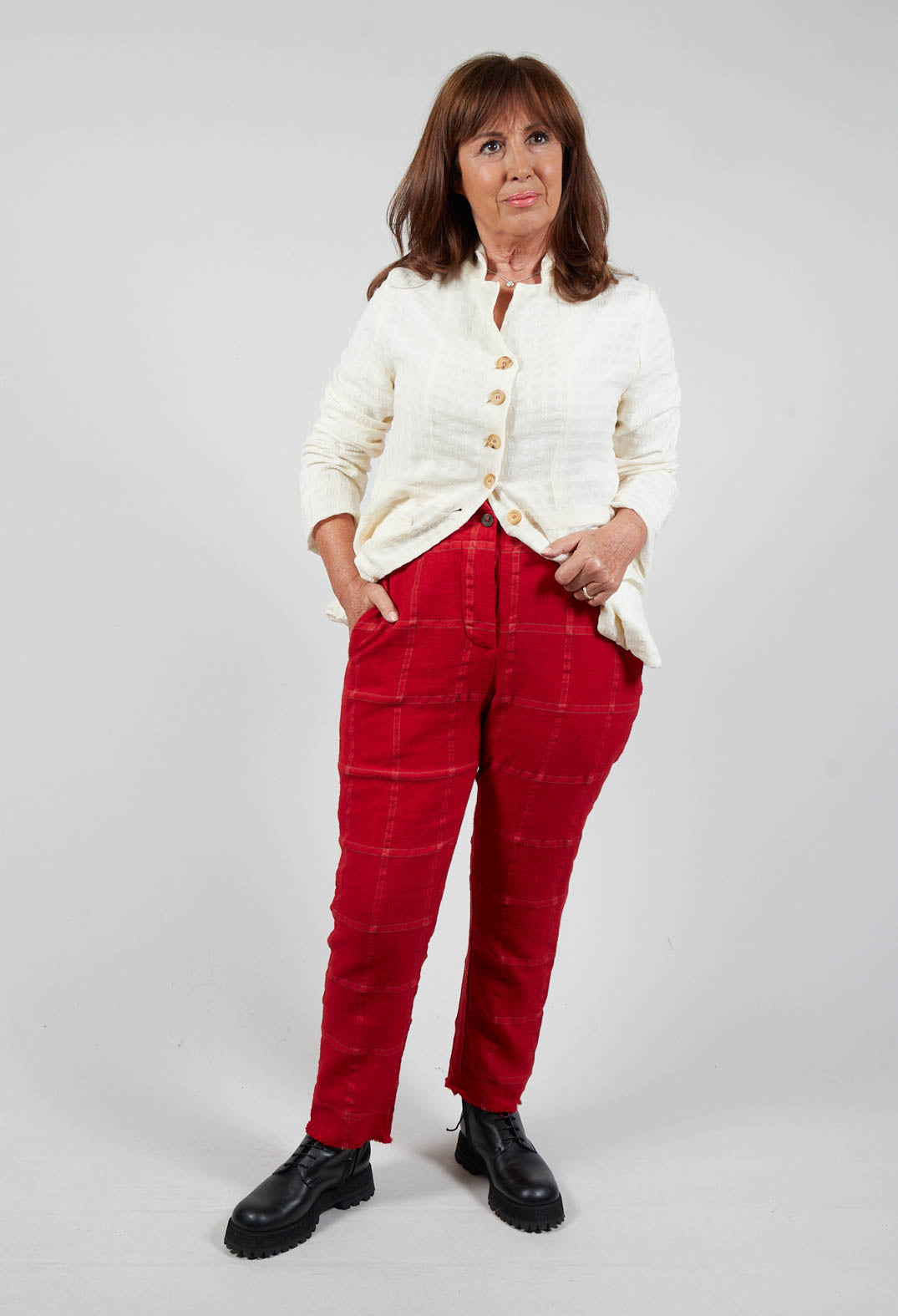 Pilade Trousers in Red Check