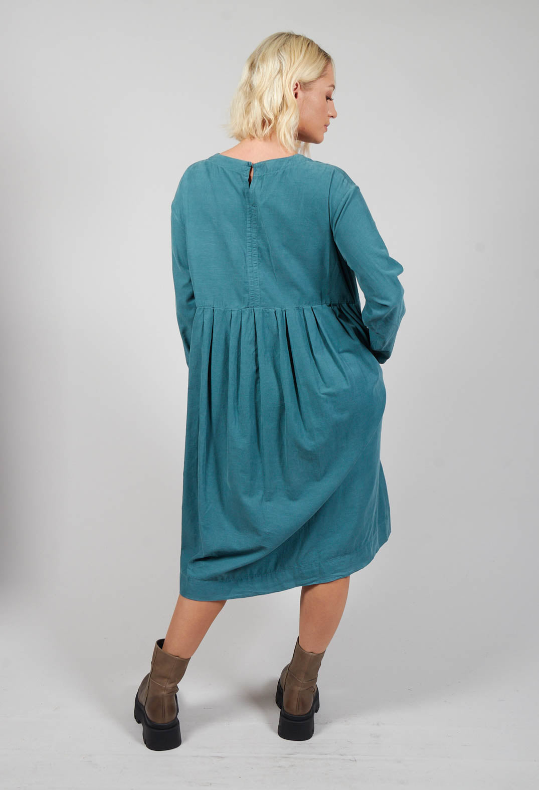 Long Sleeve Dress with Pleated Waist in Lotus