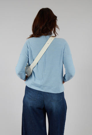 High Neck Sweater with Seam Detail in Light Blue
