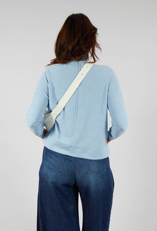 High Neck Sweater with Seam Detail in Light Blue