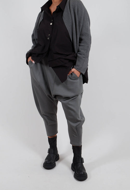 Drop Crotch Peg Trousers in Grey