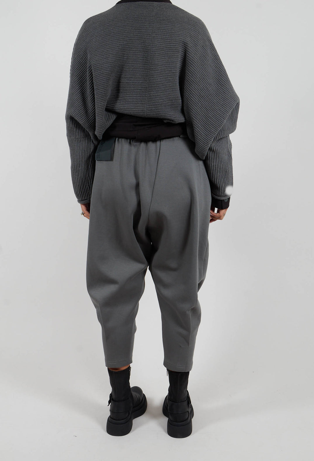 Drop Crotch Peg Trousers in Grey
