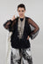 Long Sleeved Top with Sheer Sleeves in Black