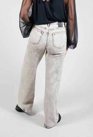 Straight Leg Mid Rise Trousers in Acid Wash Black