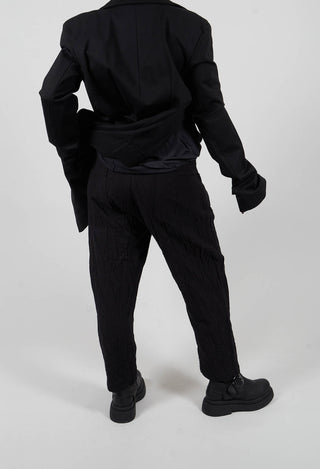 Loose Fit Crinkled Trousers in Black