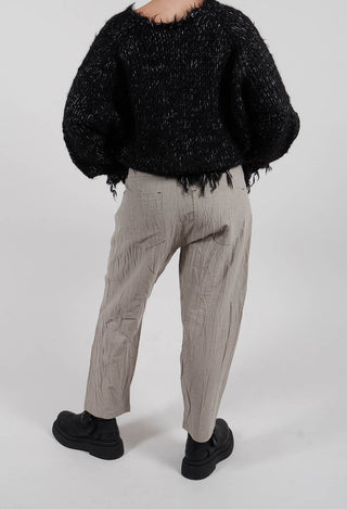 Loose Fit Crinkled Trousers in Beige