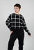 Long Sleeve Jumper with Check Design in Black