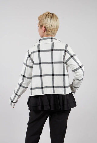 Short Cardigan with Check Design in White