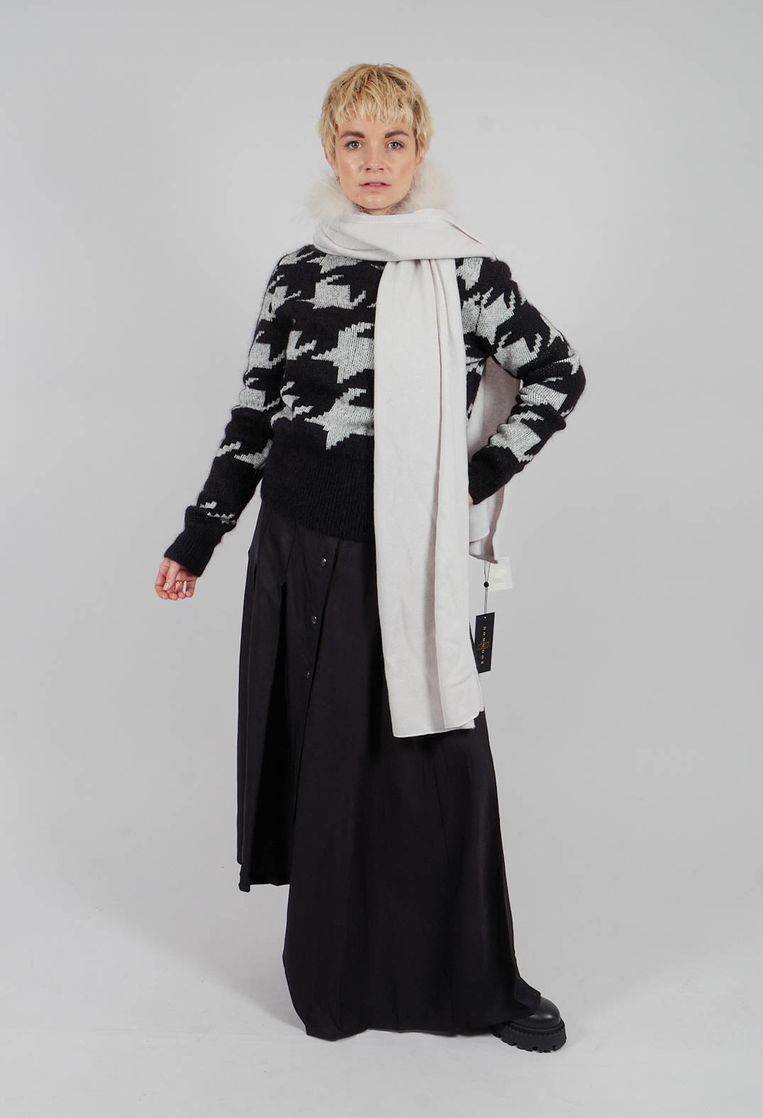 Long Pleated Skirt in Black