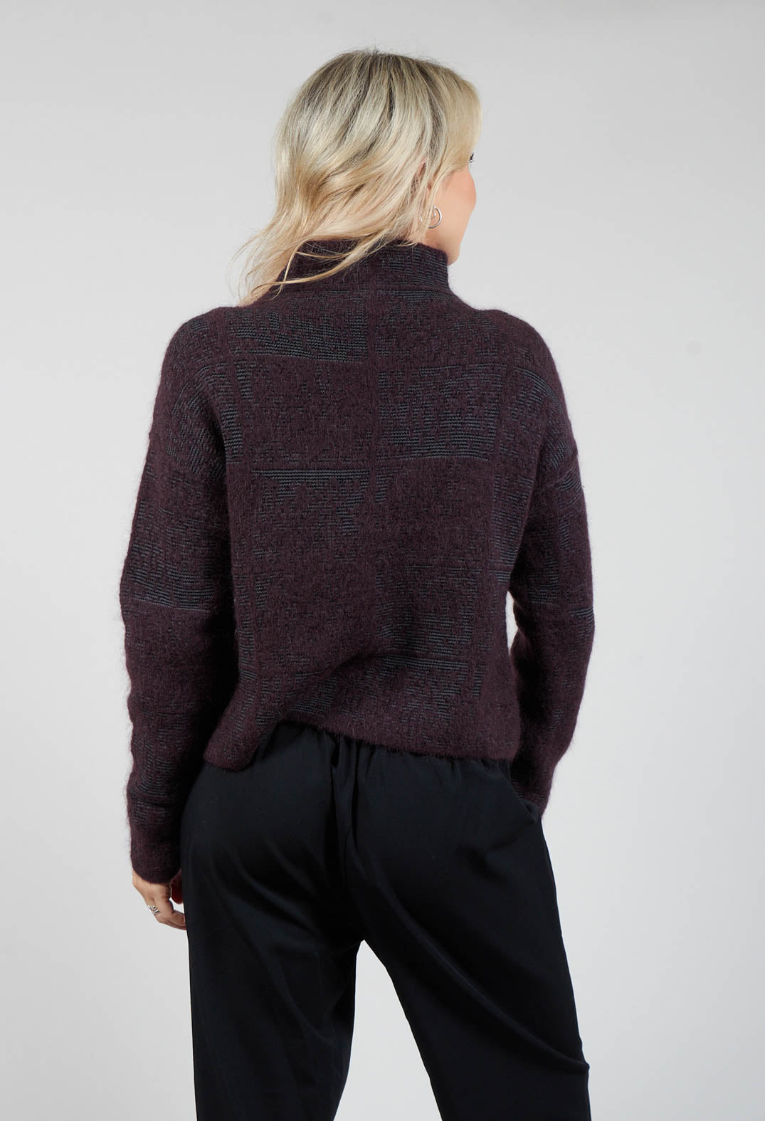 Jumper with Check Design in Plum