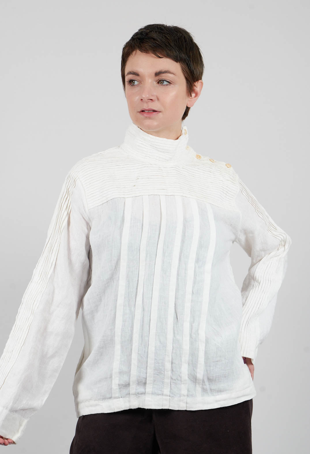 Cary Pleated Top in Cream