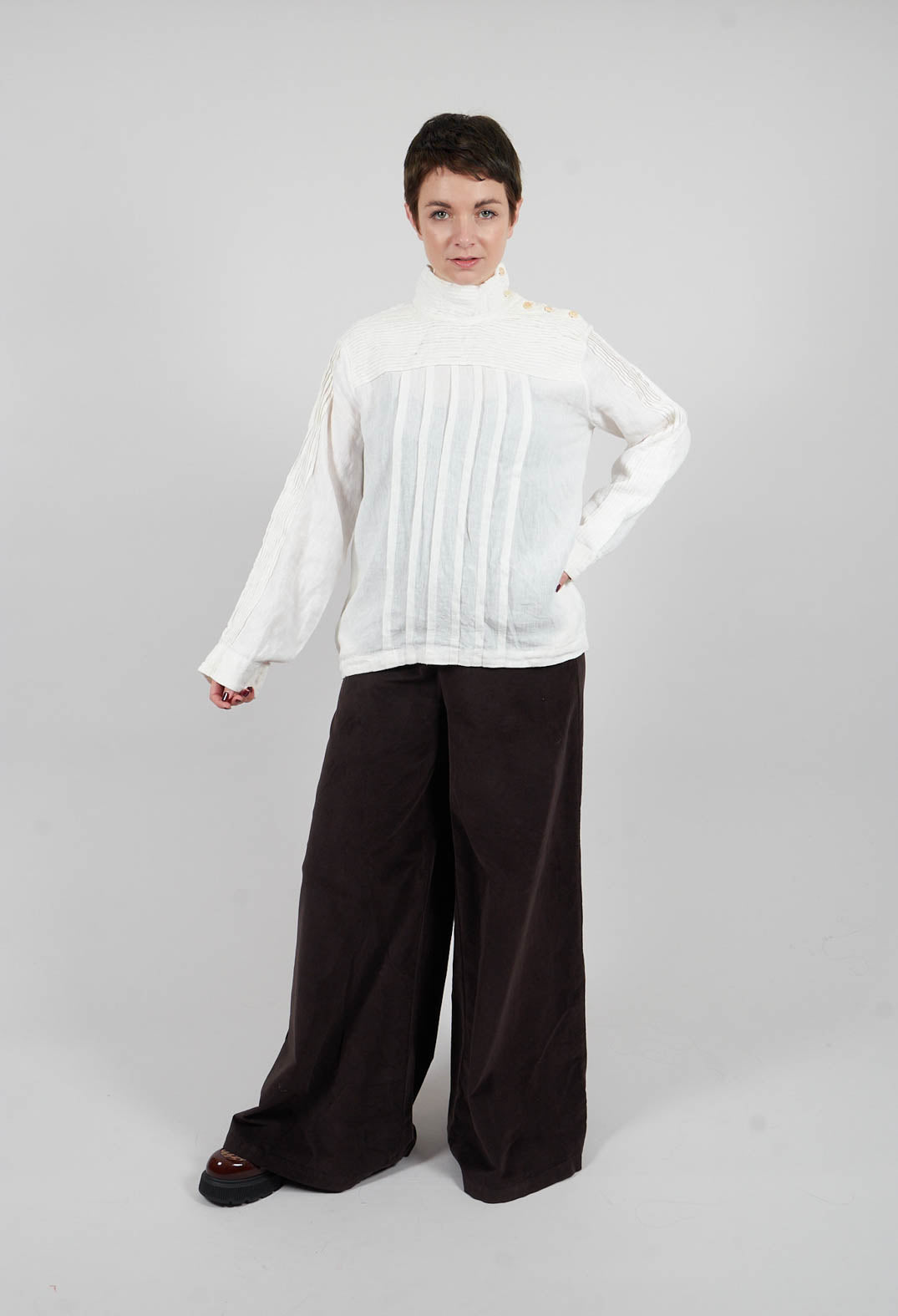 Cary Pleated Top in Cream