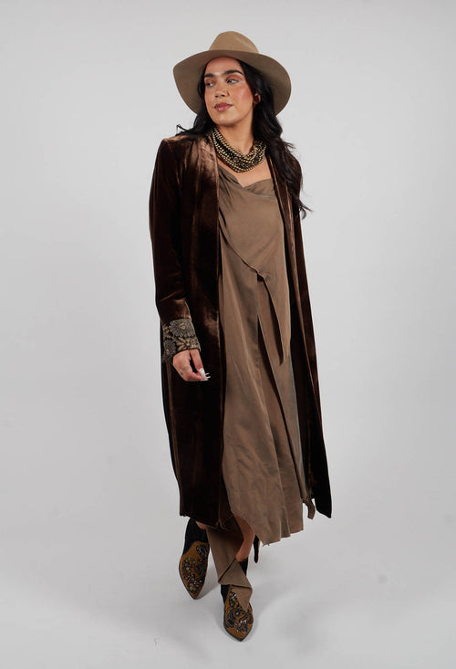 Morgana Embroidery Coat in Brown