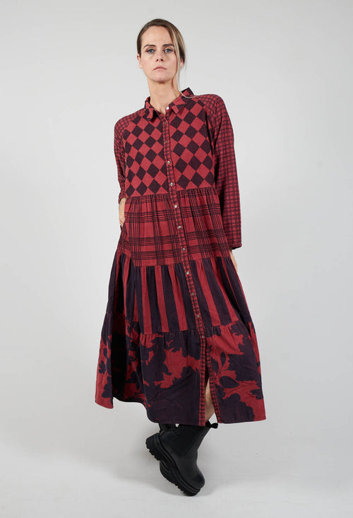 Vishna Dress in Red and Navy Check
