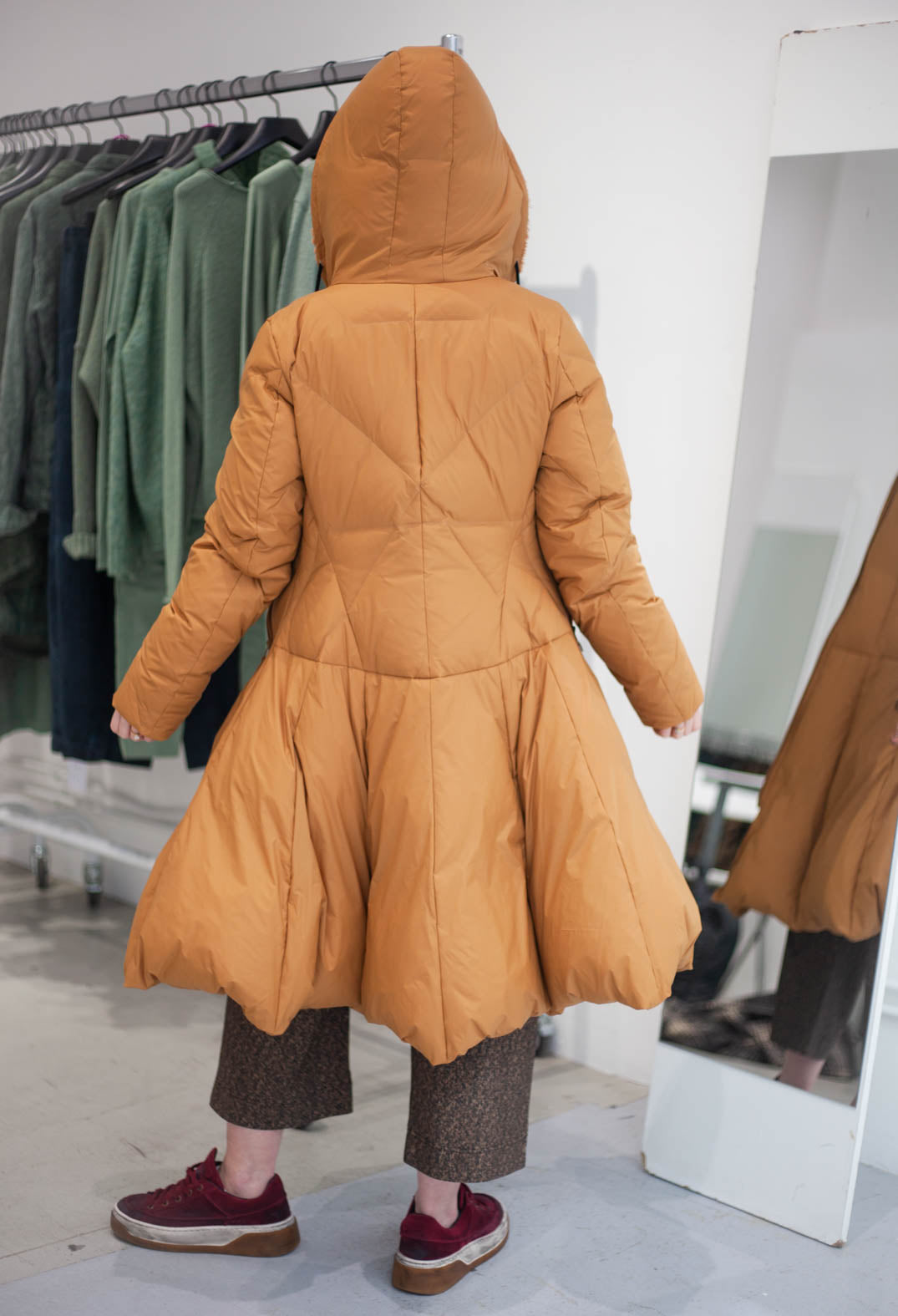 PRE-ORDER - Flared Hem Puffer Coat in Bronze - 3211211