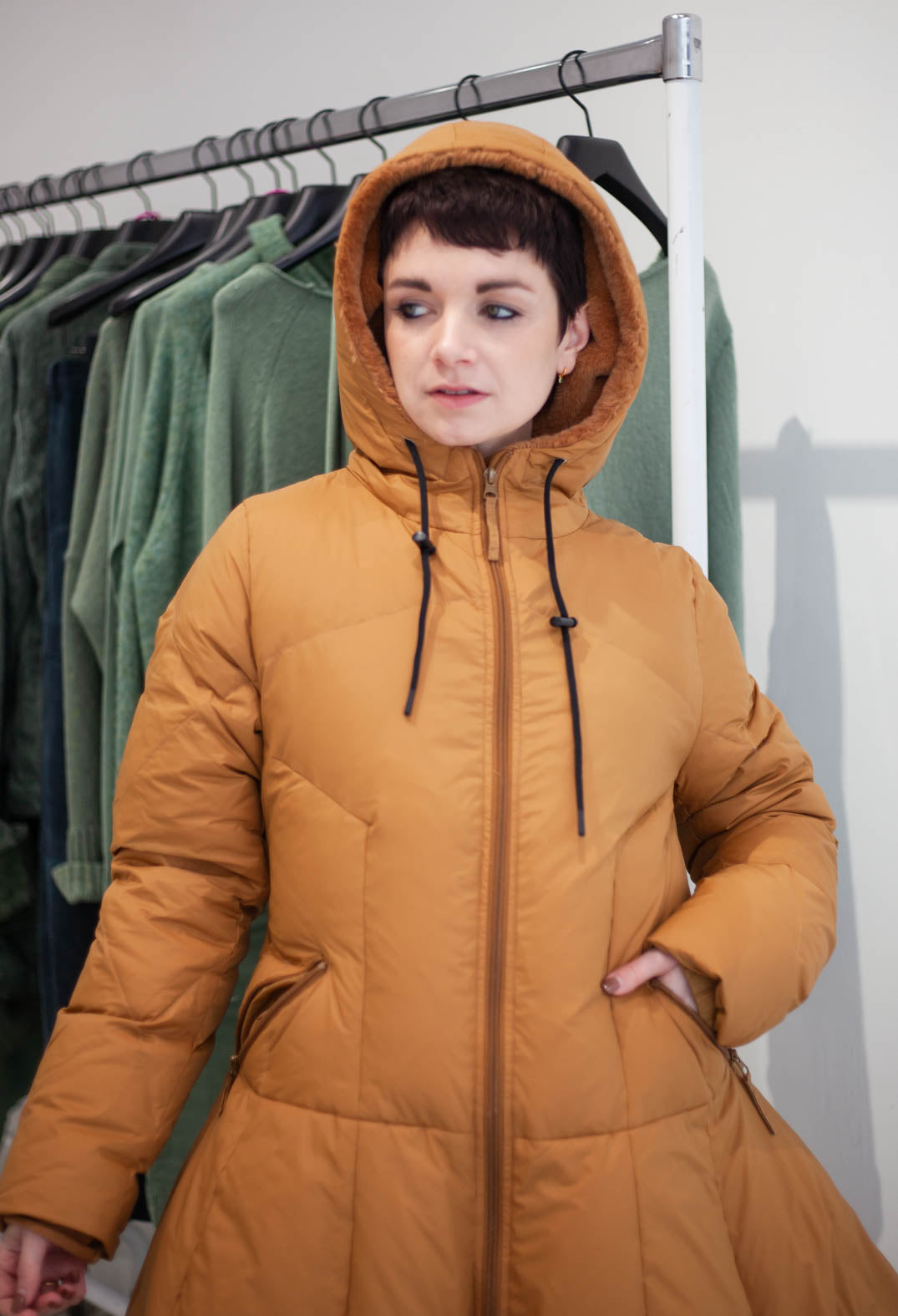 PRE-ORDER - Flared Hem Puffer Coat in Bronze - 3211211