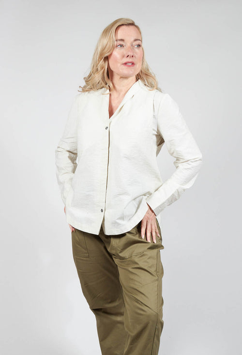 Jacy Shirt with Overlay Detail in White Clay