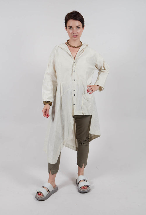 Oversized Hooded Istu Tunic in White Clay