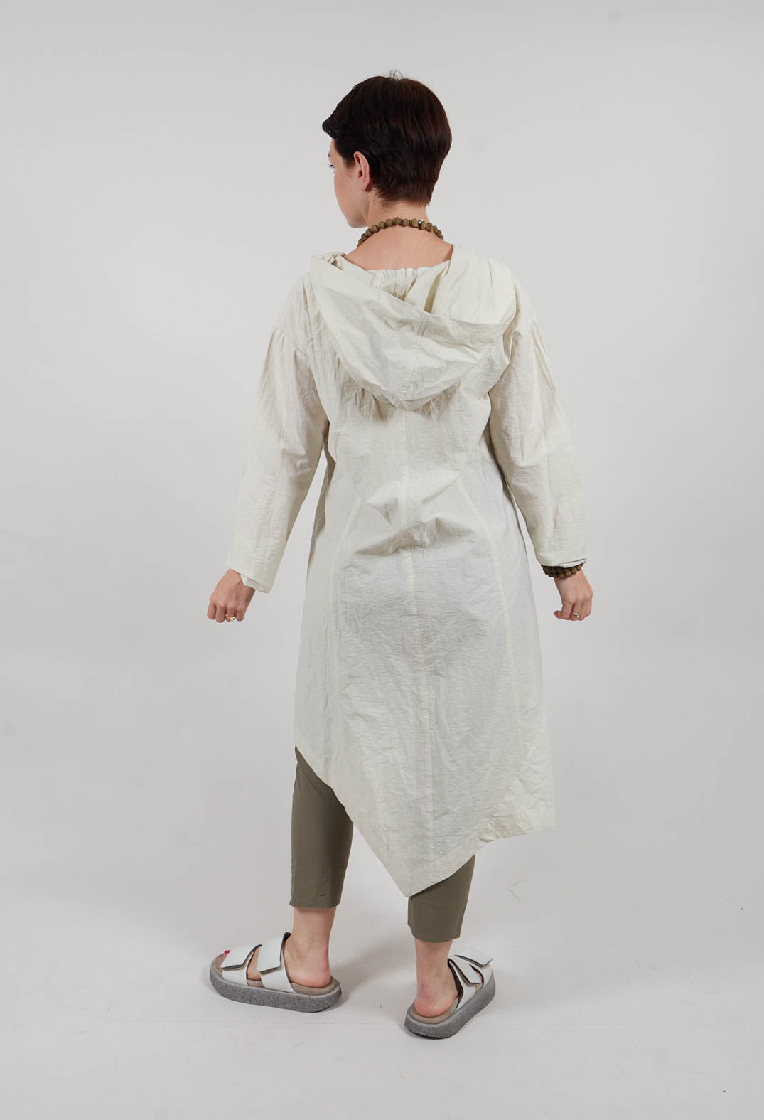 Oversized Hooded Istu Tunic in White Clay