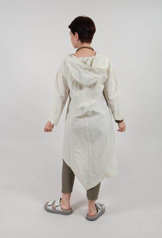 Oversized Hooded Istu Tunic in White Clay