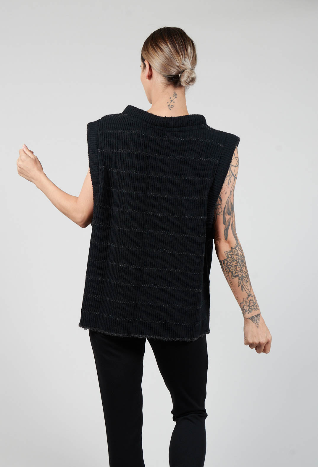 Slipover Vest Jumper in Black and Anthra