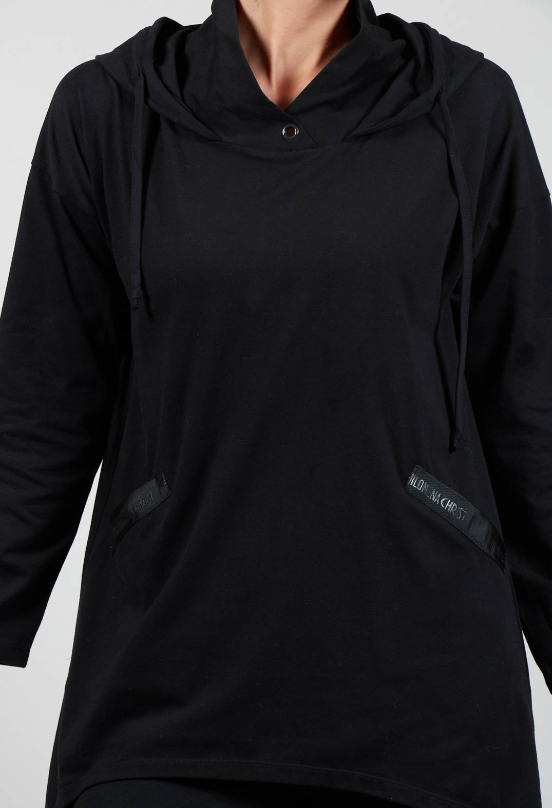 Hooded Jersey Tunic in Black