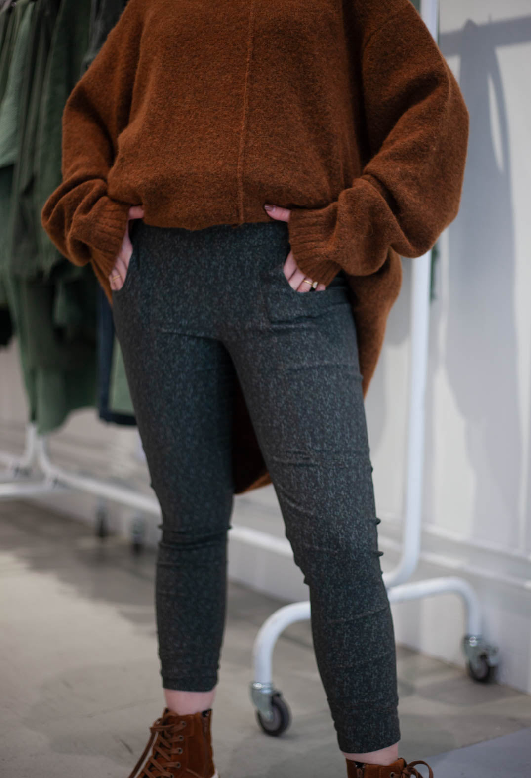 PRE-ORDER - Slim Leg Trousers in Forest Print - 3220105