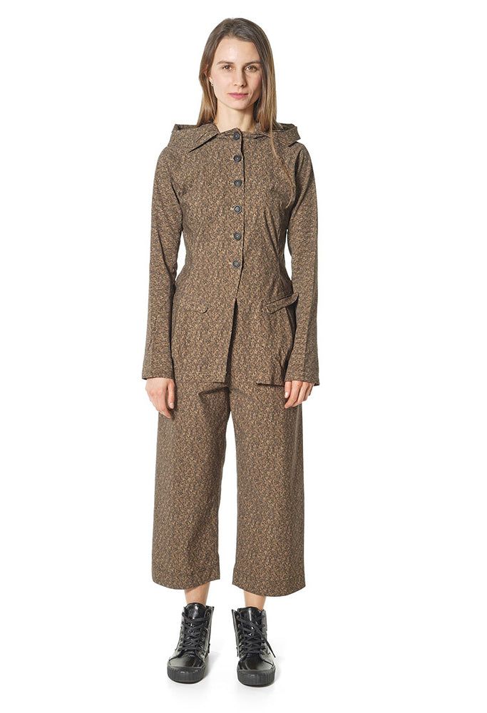 PRE-ORDER - Tailored Jacket with Hood in Bronze Print - 3221101