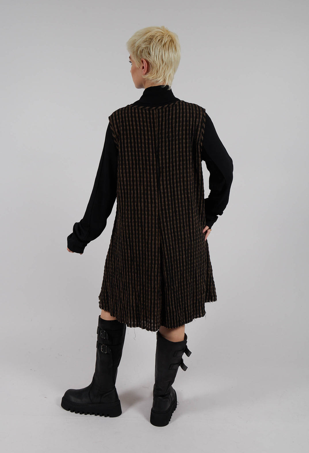 Horri Tunic in Grey and Brown Stripe