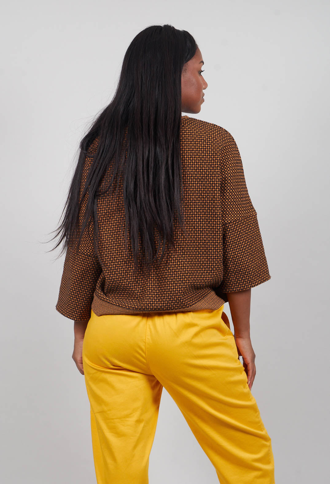 Roll Sleeve Boxy Top in Saffron