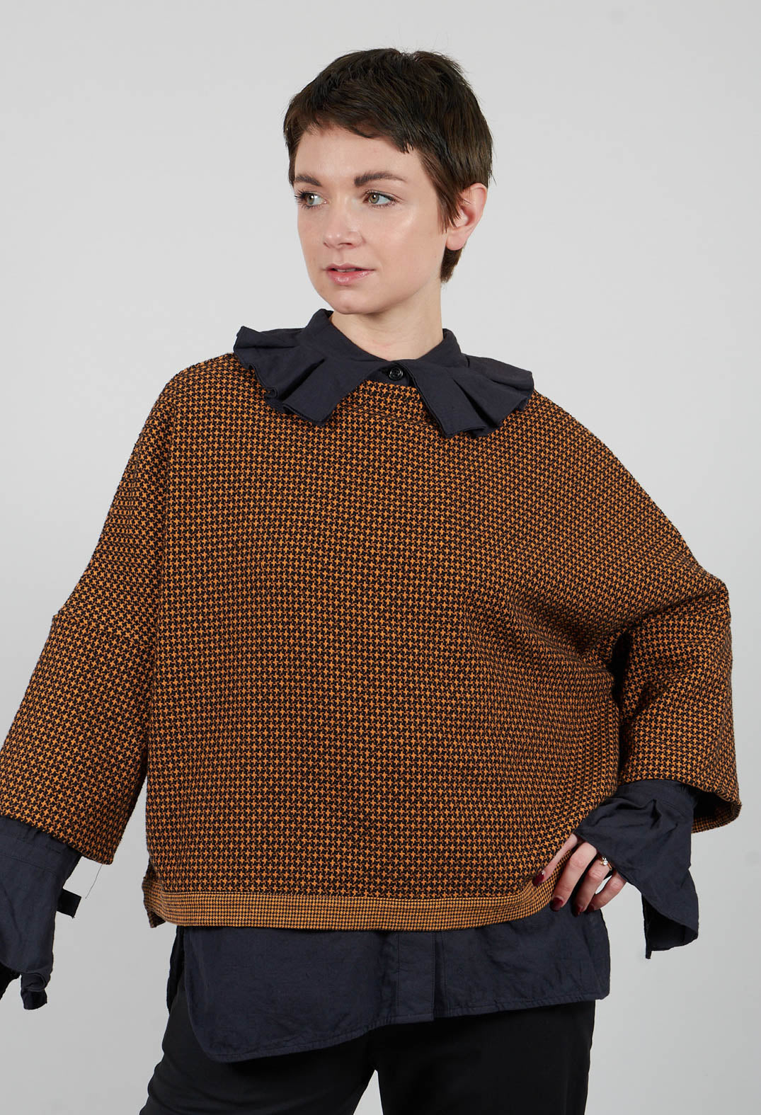 Roll Sleeve Boxy Top in Saffron
