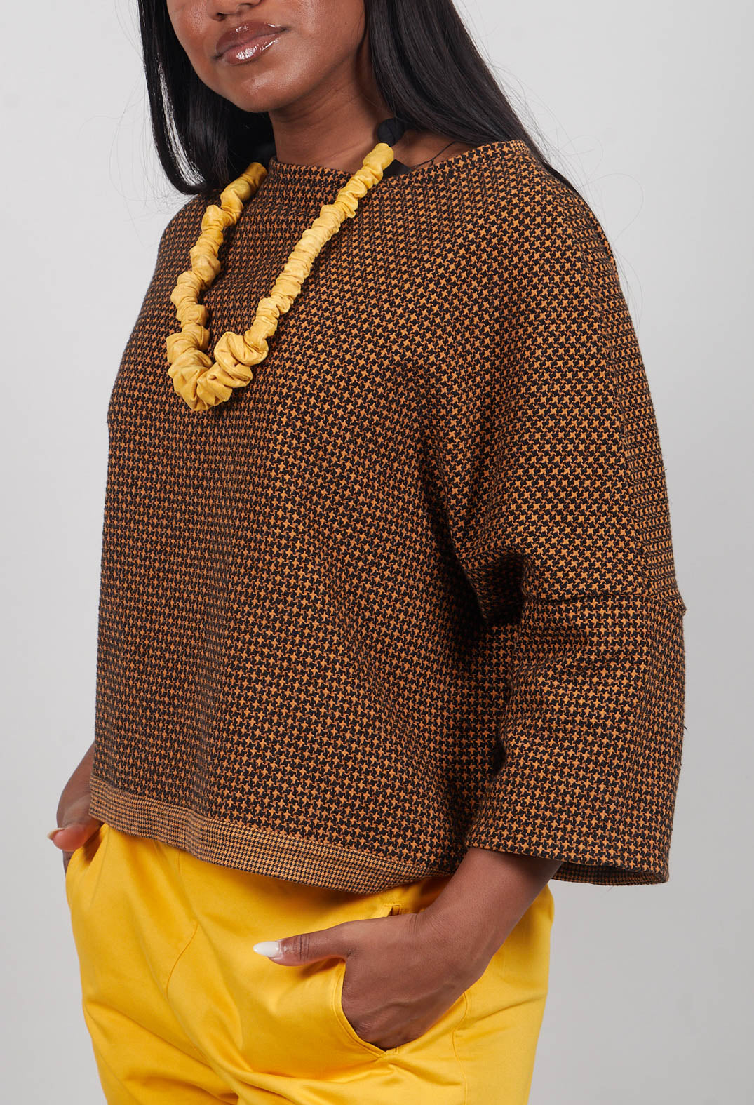 Roll Sleeve Boxy Top in Saffron