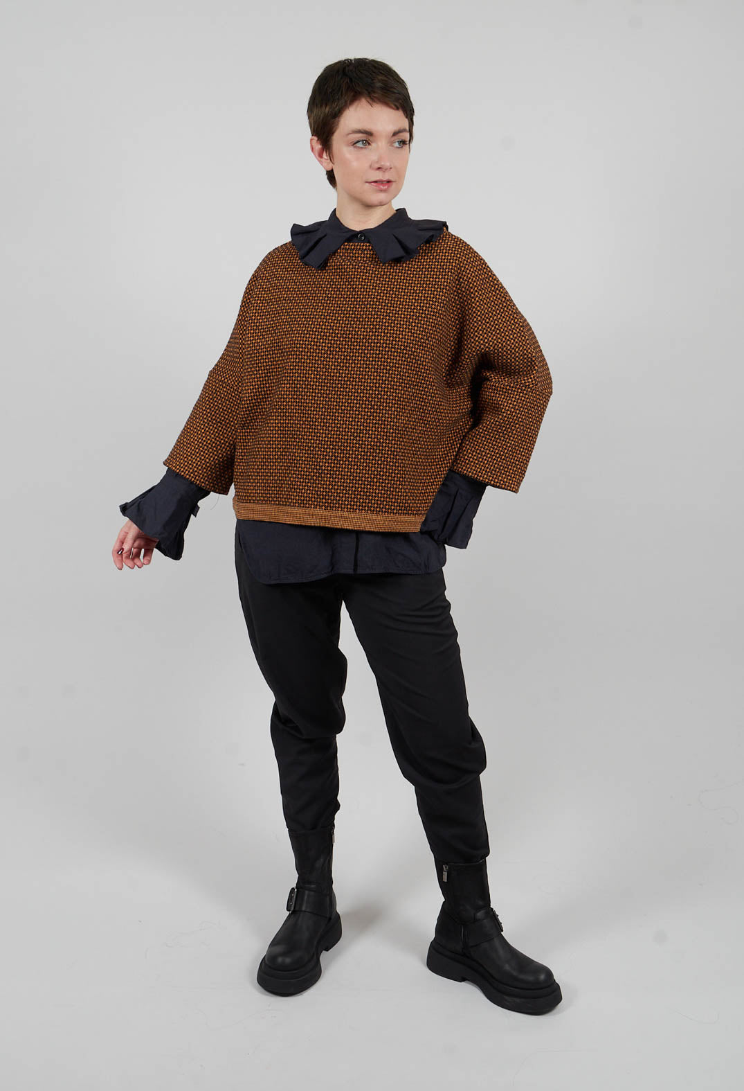 Roll Sleeve Boxy Top in Saffron