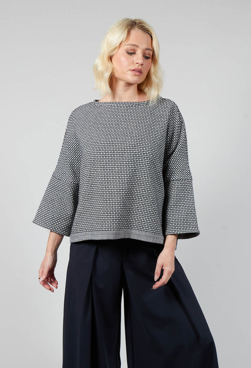 Roll Sleeve Boxy Top in Black and White
