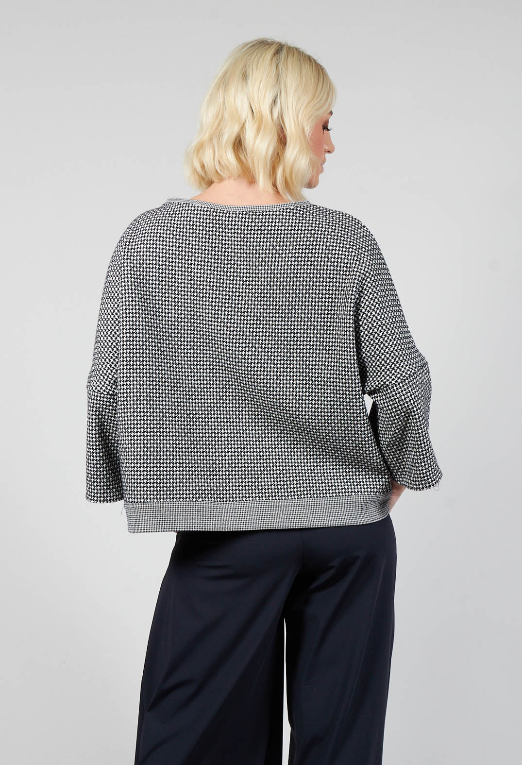 Roll Sleeve Boxy Top in Black and White