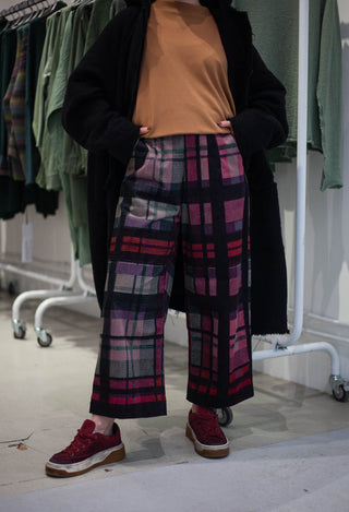 PRE-ORDER - Wide Leg Trousers in Check Multicolour - 3230103