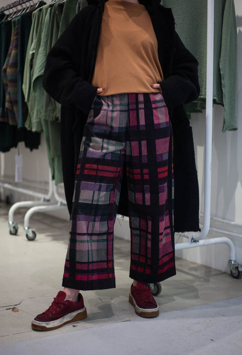 PRE-ORDER - Wide Leg Trousers in Check Multicolour - 3230103