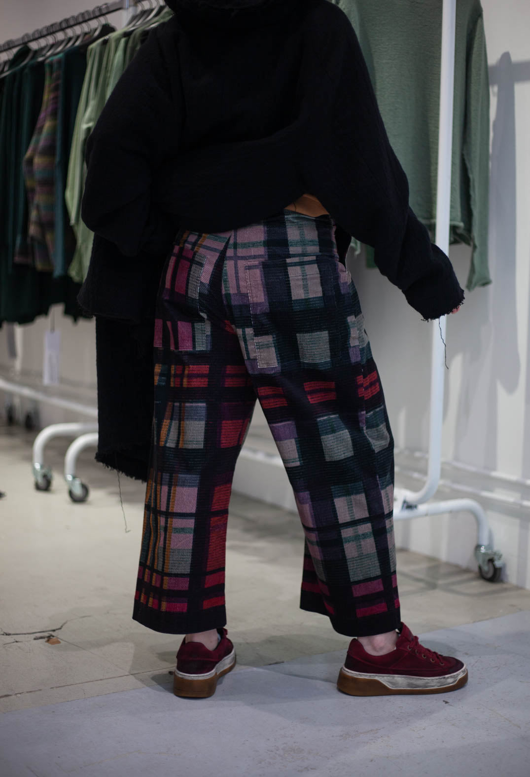 PRE-ORDER - Wide Leg Trousers in Check Multicolour - 3230103