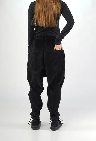 PRE-ORDER - Velvet Drop Crotch Trousers in Rose (Pictured in Black) - 3230104